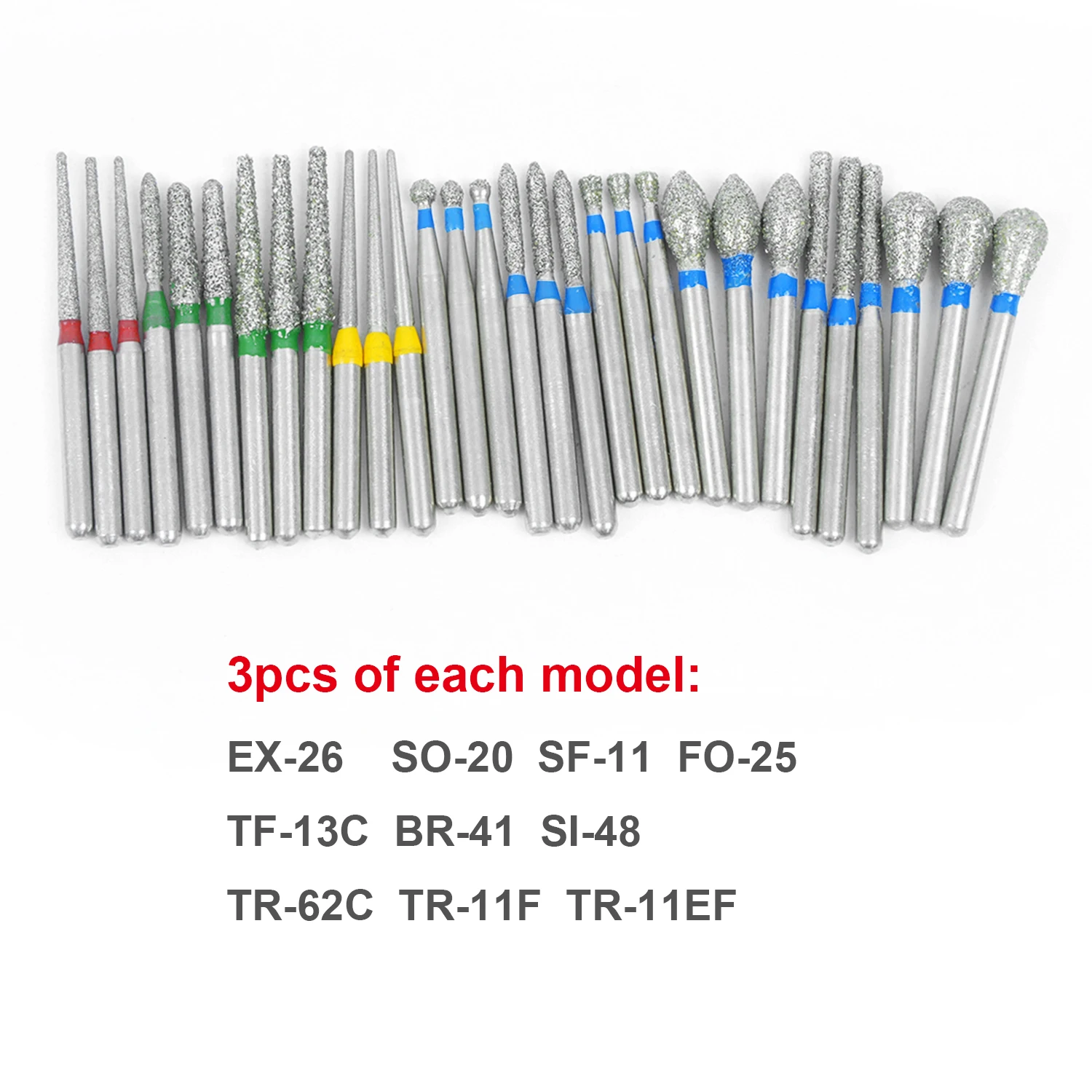 30pcs/Set JOLANT Dental Diamond Burs Drill Disinfection With Block High Speed Handpiece Holder Alumimum Instrument Dentist Tools