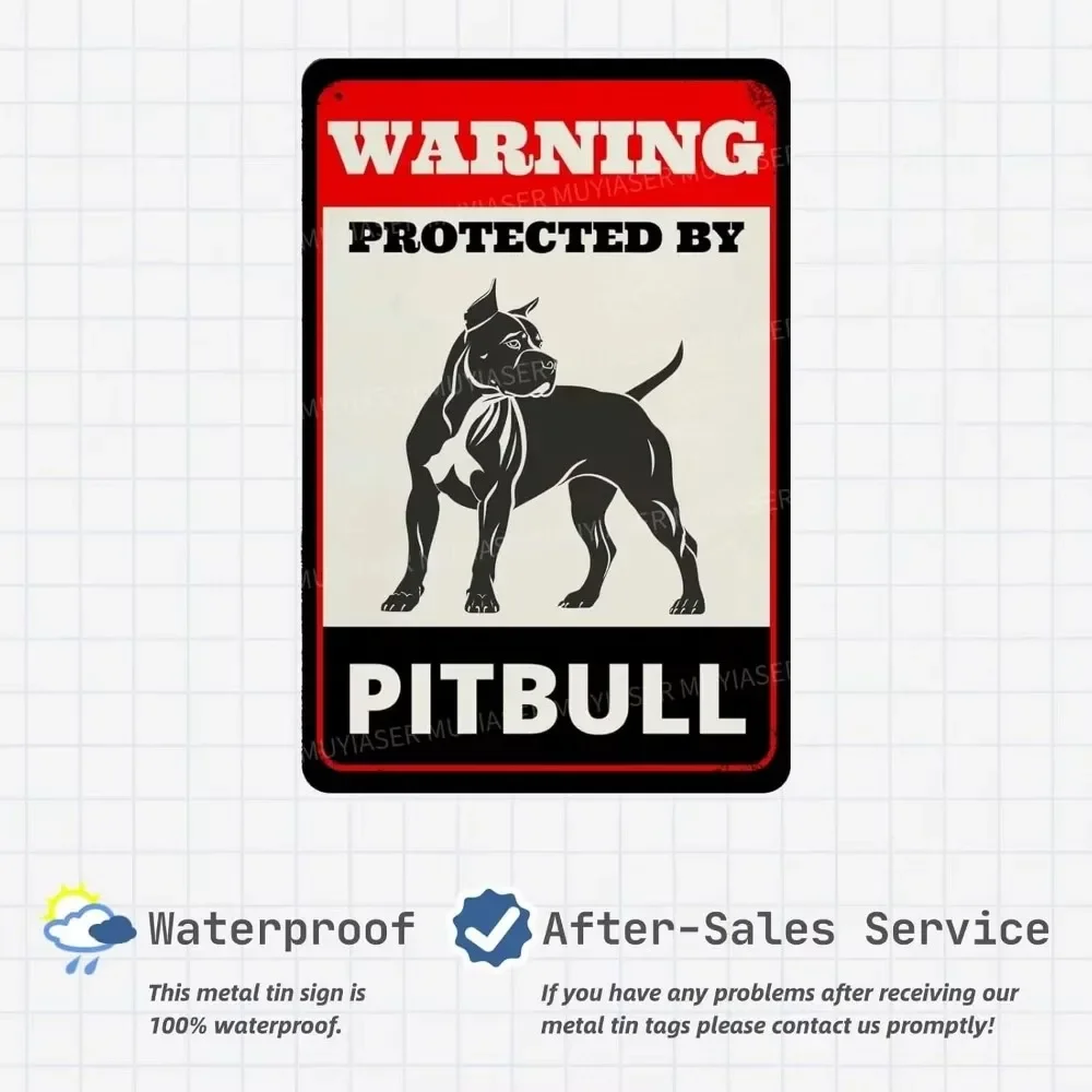 PitbullGuardPro ™ Letrero de metal "protegido por Pitbull": decoración de seguridad exterior resistente a la intemperie para vallas de patio y exteriores del hogar