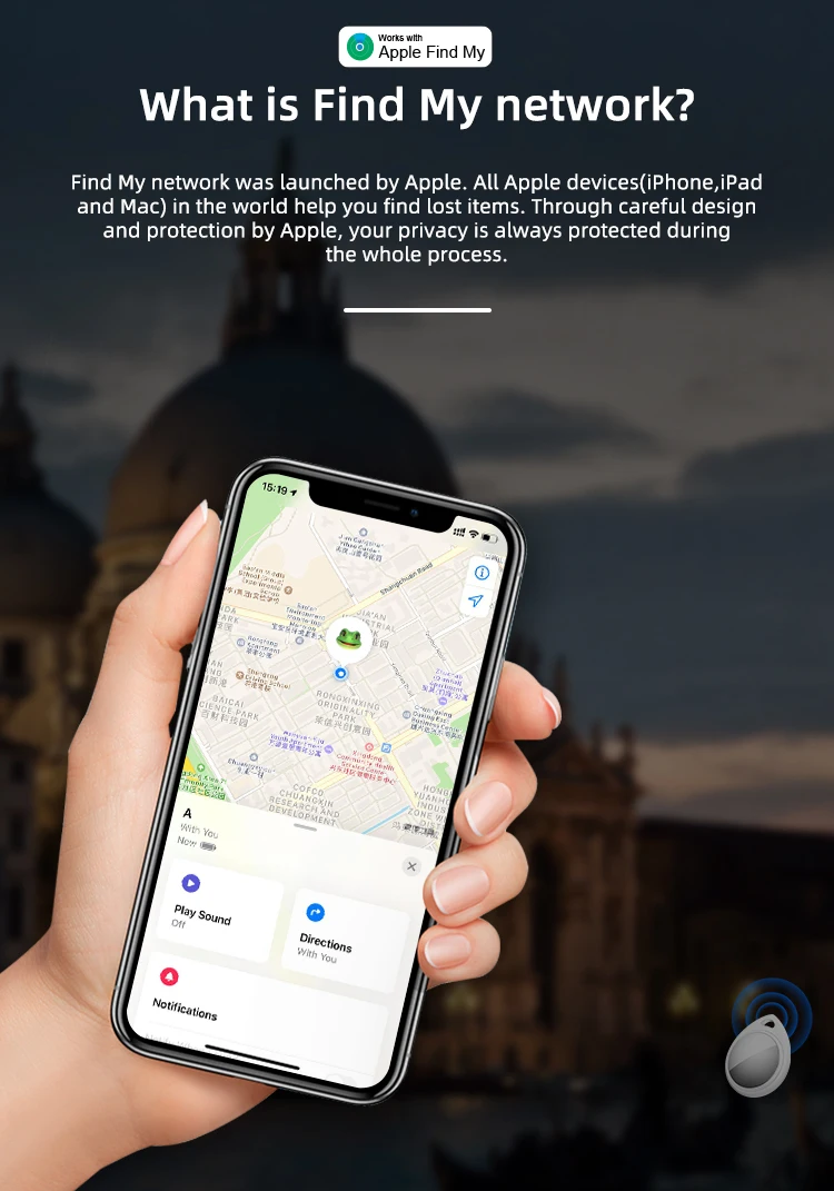 Timethinker Bluetooth Key Finder work with Apple Find My Global Network Smart AirTag Tracker for IOS System Item Bags Locator