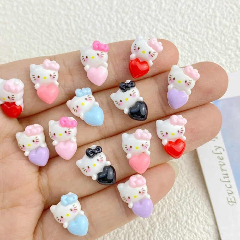 20Pcs New Cute Mini cartoon loving cat Resin Figurine Crafts Flatback Ornament Jewelry Making Manicure Hairwear Accessories