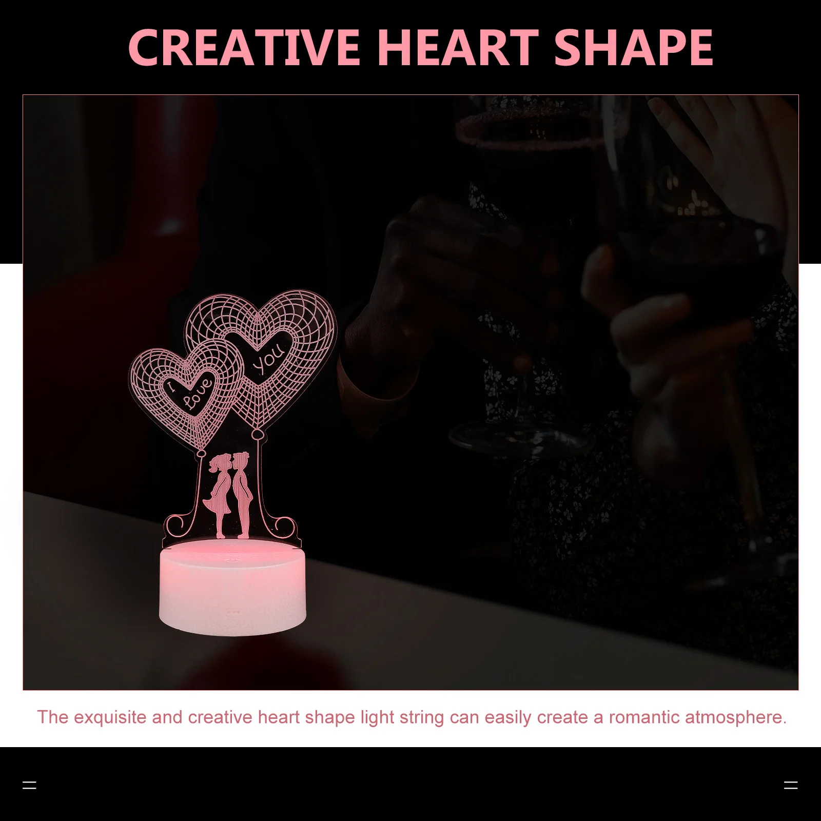 1pc Touch Night Light Led Heart Shape Bedroom Lamp Romantic Atmosphere Light For Valentine’S Day Party Wedding Decor