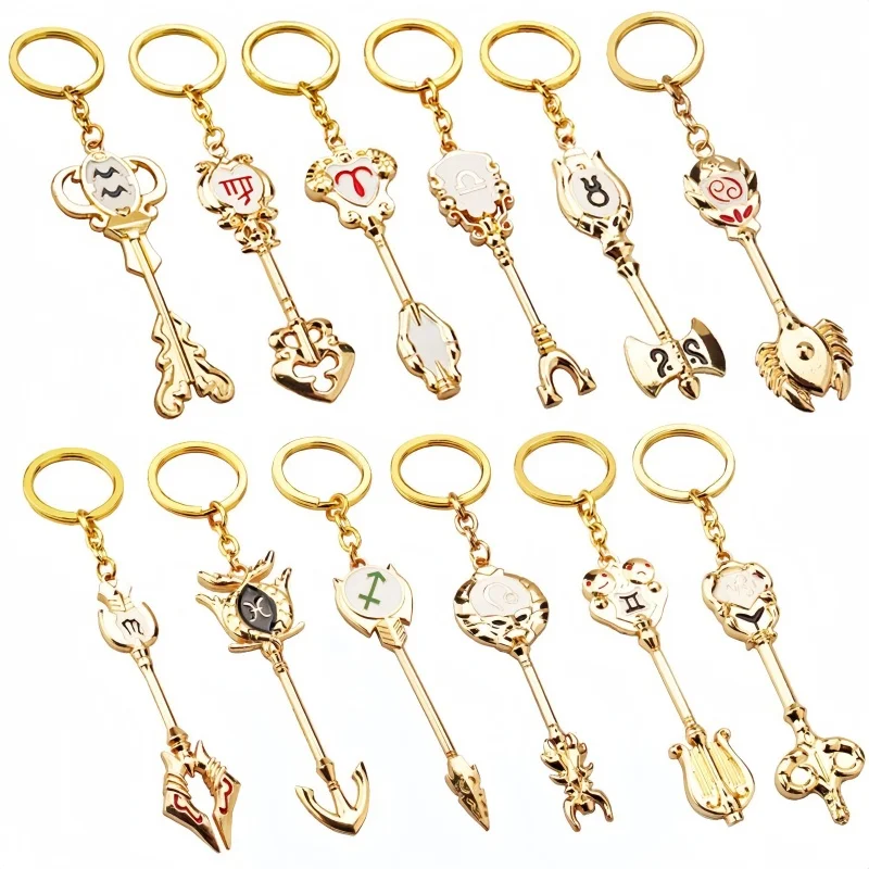 Anime Fairy Tail 12 Constellation Summoning Keychain Cosplay Pendant Key Man Woman Universal Jewelry Accessories Christmas Gifts