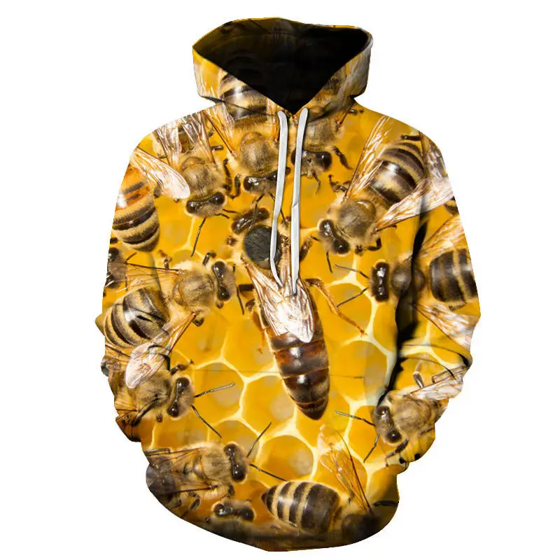 Funny HoneyComb Bee 3D Print Hoodies Men Women Casual Hooded Sweatshirts Oversized Pullover Streetwear Kids Tops Unisex Clothing