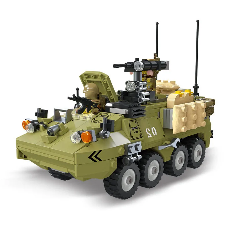 America Moderna Militare Stryker M1126 Veicolo Carrier Blindato Batisbricks Building Block Ww2 Modello Giocattoli di Mattoni Per I Ragazzi Regalo