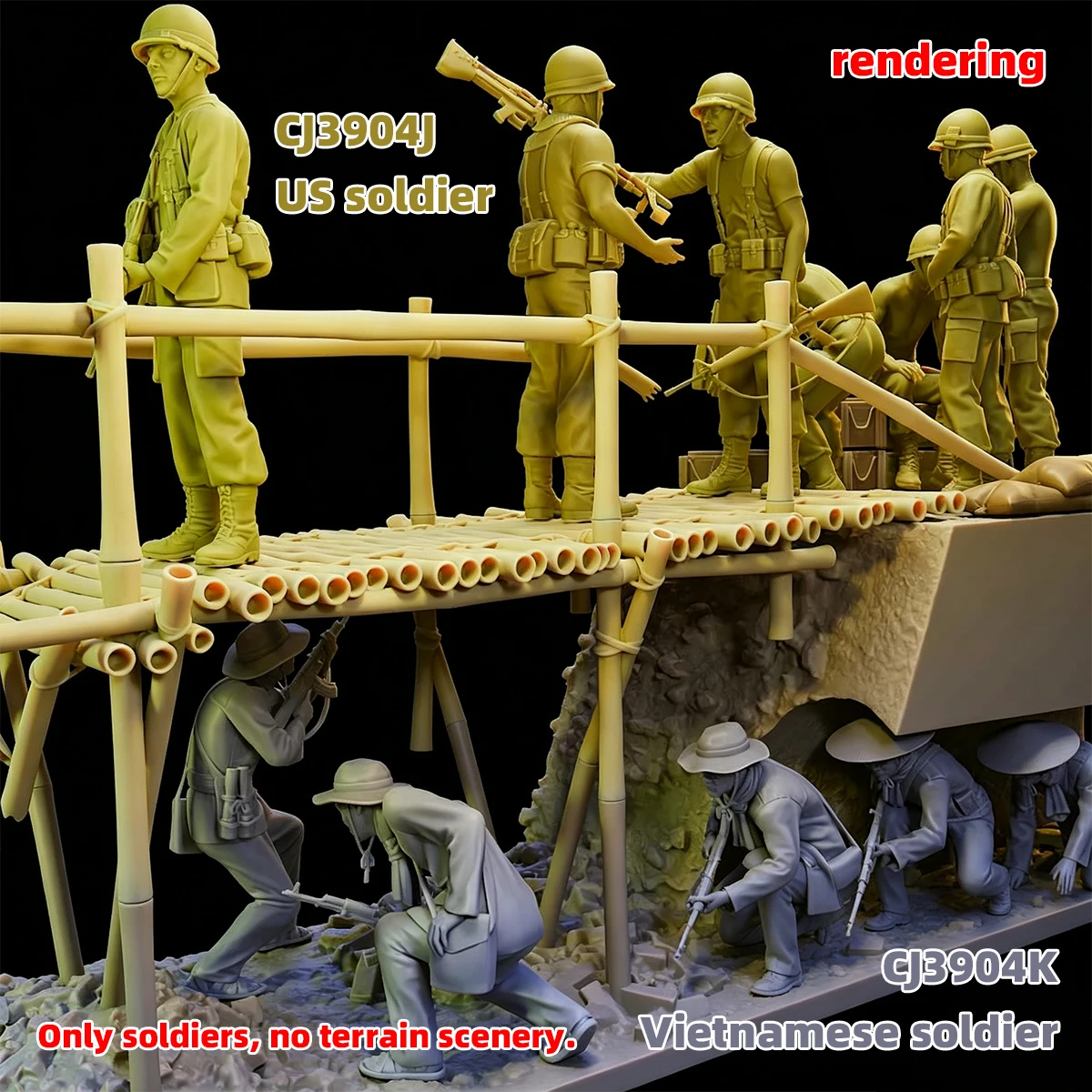 1/35 1/48 1/72 Maßstab Modellbausatz 3D Harz Miniatur-Soldatenfiguren Vietnam-Krieg US- und NVA-Soldaten Unbemalt Unmontiert Diorama – Detail 8