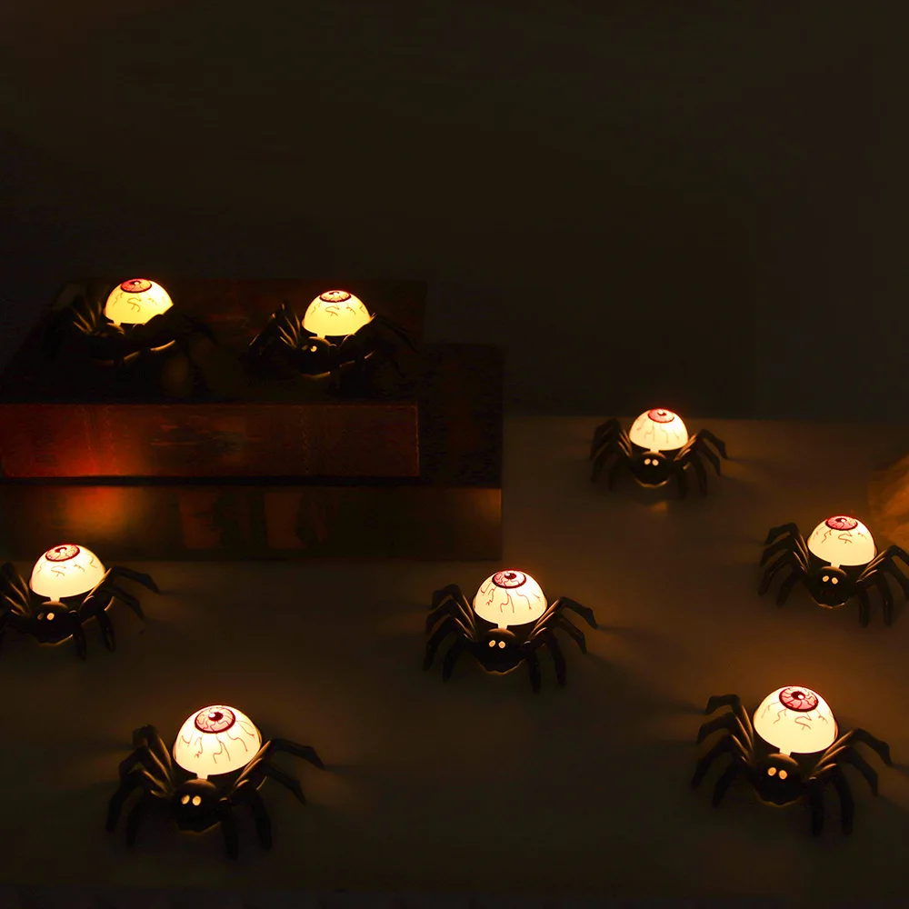 Accesorios de decoración de atmósfera de fiesta con retroiluminación de araña de globo ocular de Halloween