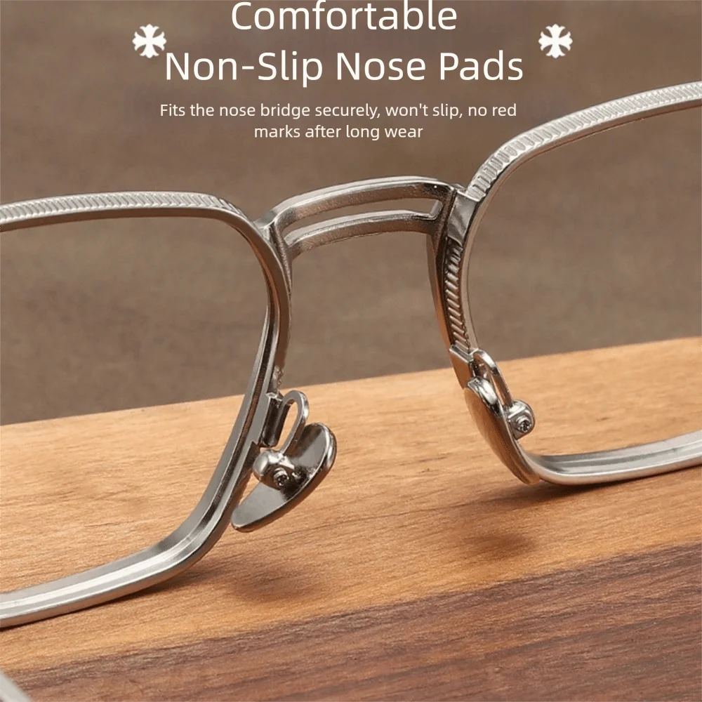 Ultralight Anti Blue Light Glasses Metal Frame Square Frame Men's Eyewear Comfortable To Wear Non-slip Optical Eyeglasses