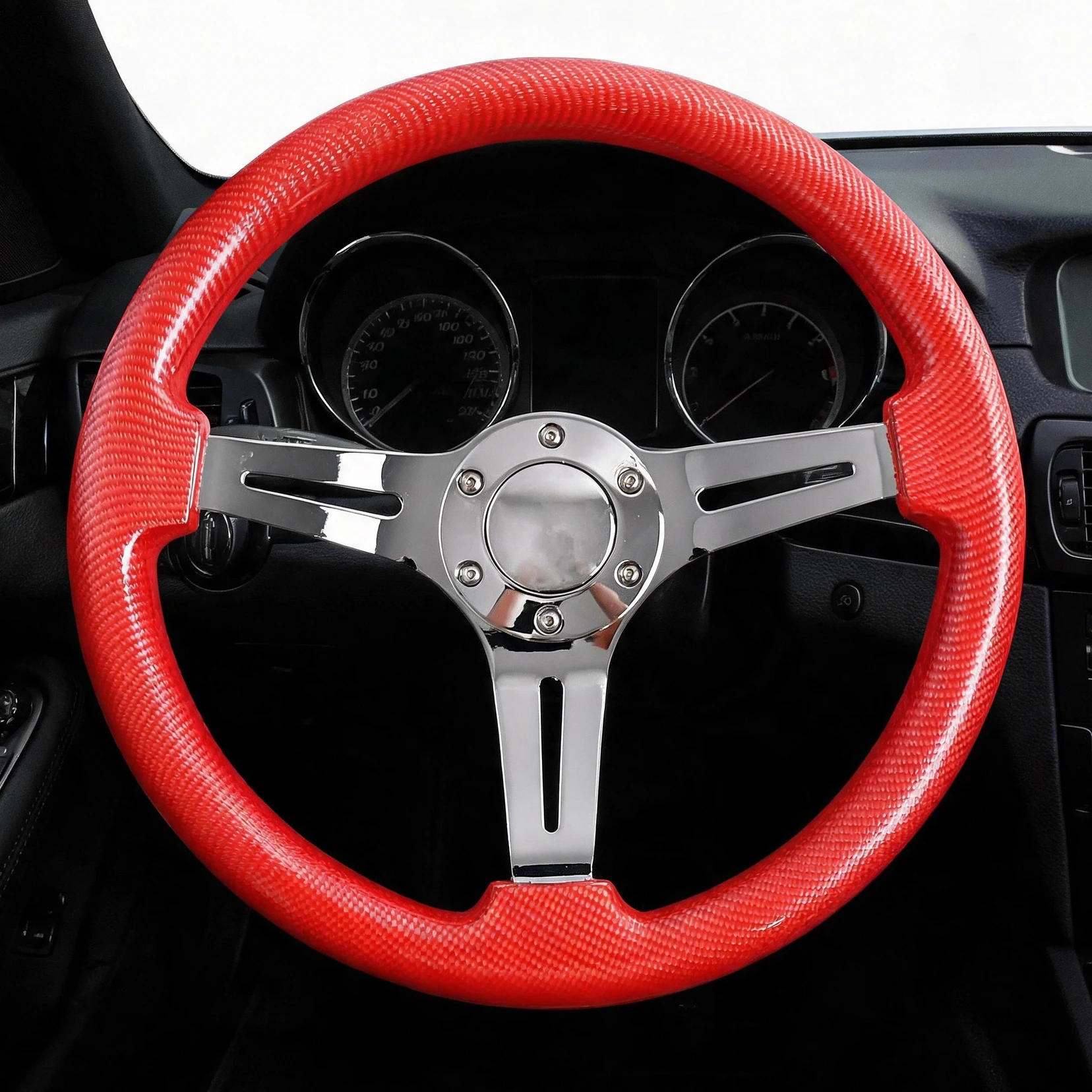 Universal 14 Inch Racing Style Car Red Steering Wheel 350mm Wood Auto Sports Drifting Steering Wheel Racing Car Steering Wheel