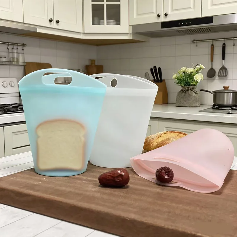 シリコン食品保存袋-鮮度保持-電子レンジ-冷凍庫-ミルクプロテインパウダー-残り物袋-キッチン用品