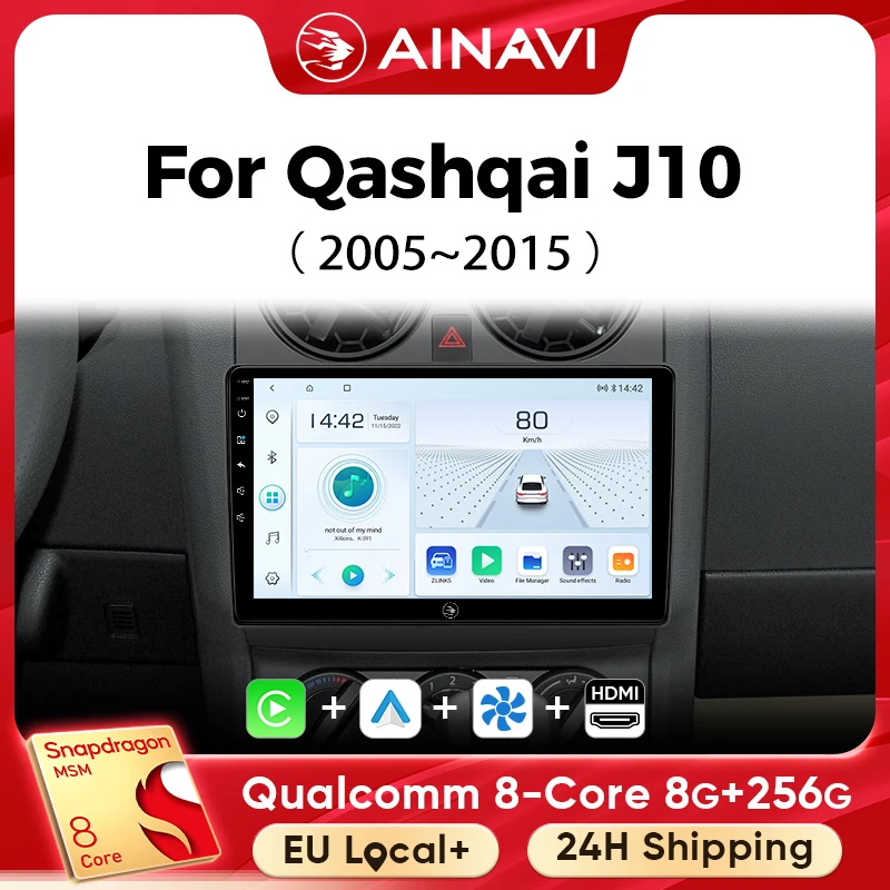 Ainavi Auto-Multimedia-Player Für Nissan Qashqai J10 2005 2006 2008 2010 2012 2014 2015 radio drahtlose Carplay Android Auto 2din
