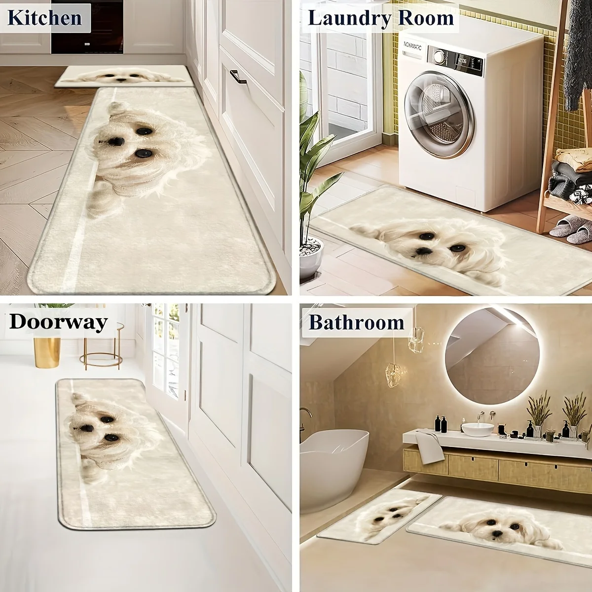 VIKAMA Cute Puppy Rug Soft Doormat Long Carpet Absorbent Kitchen Rug Rug For Bedroom Carpet For Living Room Bathroom Mat Home De