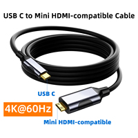 USB C to Mini HDMI-compatible 4K@60Hz Cable Compatible with Samsung Phone16/15 Series Macbook Pro Portable Monitor Steam Deck