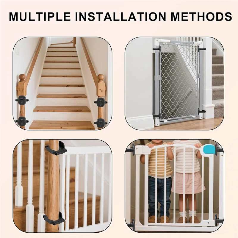

【BRAND NEW】Banister Adapters For Baby Gate 2Pcs Universal Stairway Mounting Kit No-Drill Accessories Black