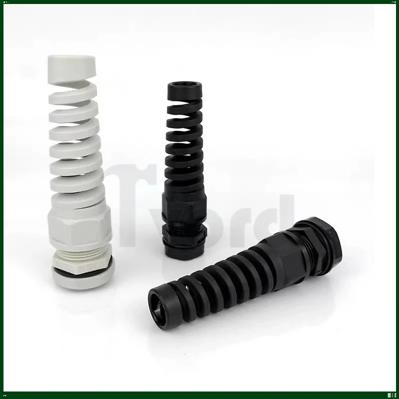 Waterproof PG16 Cable Gland Connector Plastic Flex Spiral Strain Relief Protector Nylon Cable Gland Flexible Joint PG7 PG9 PG11