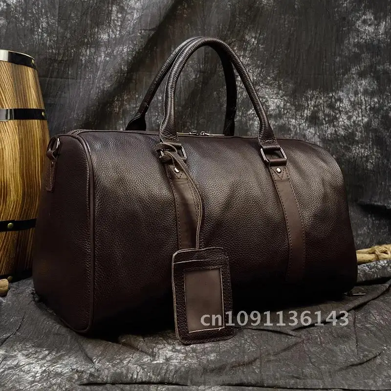 Borsa da viaggio da donna per uomo in vera pelle di lusso Borsa da viaggio in pelle di mucca Borsa a tracolla da viaggio Borsone da weekend per uomo e donna