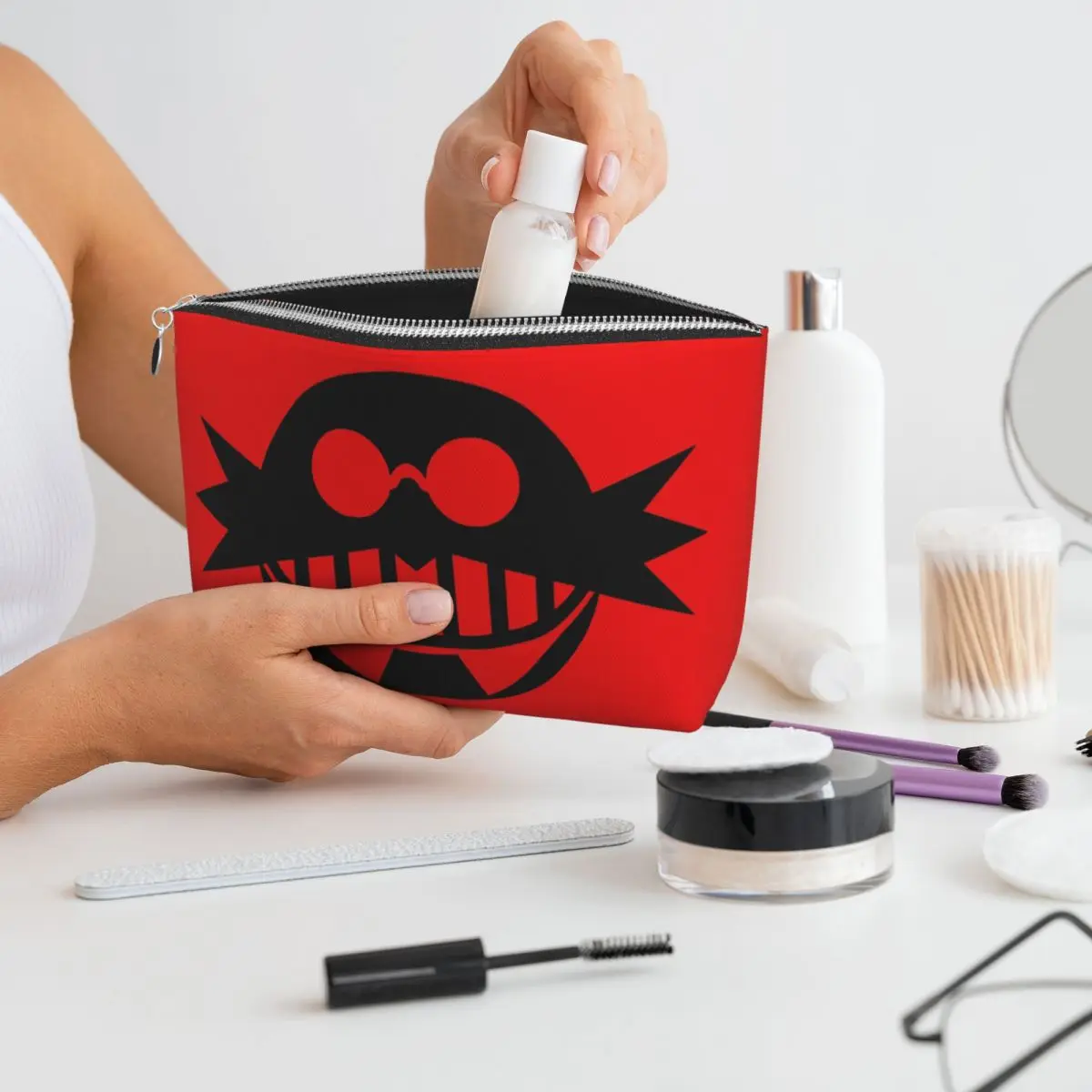 

Eggman Logo Women Cosmetic Bags Travel Makeup Organizer Pouch Toiletry Storage Dopp Kit Case