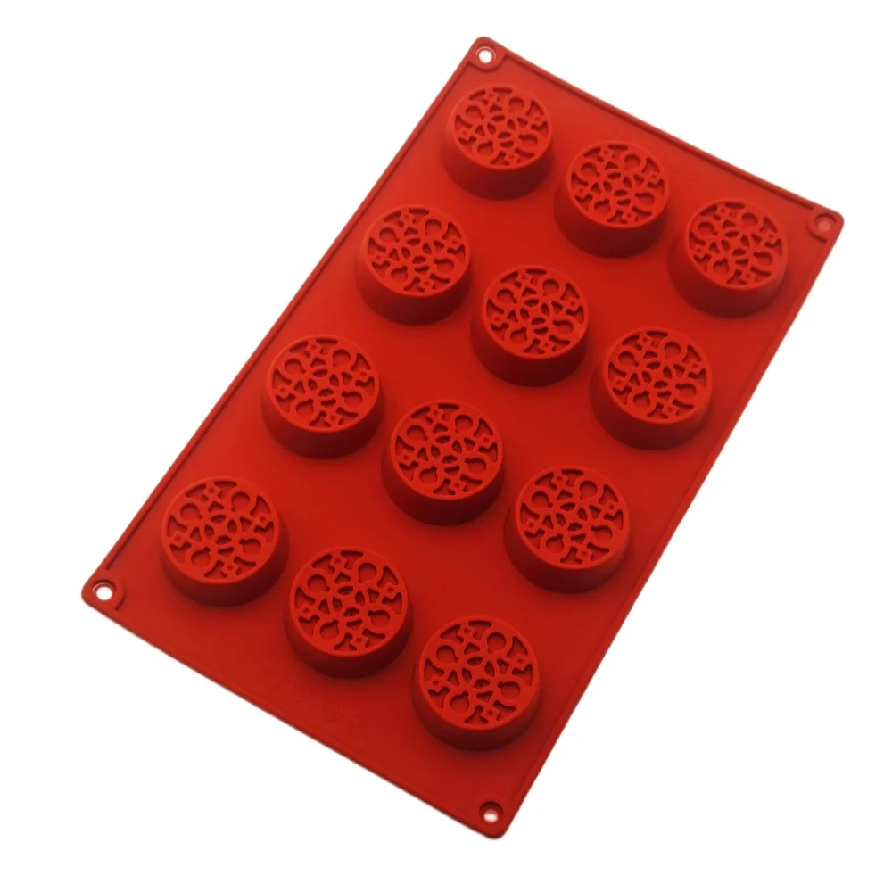 

Hot Selling 12 Hole Round Ruyi Pattern Silicone Cake Mold Home Baking Chocolate Mousse Dessert Mold Pudding Jelly Baking Tools
