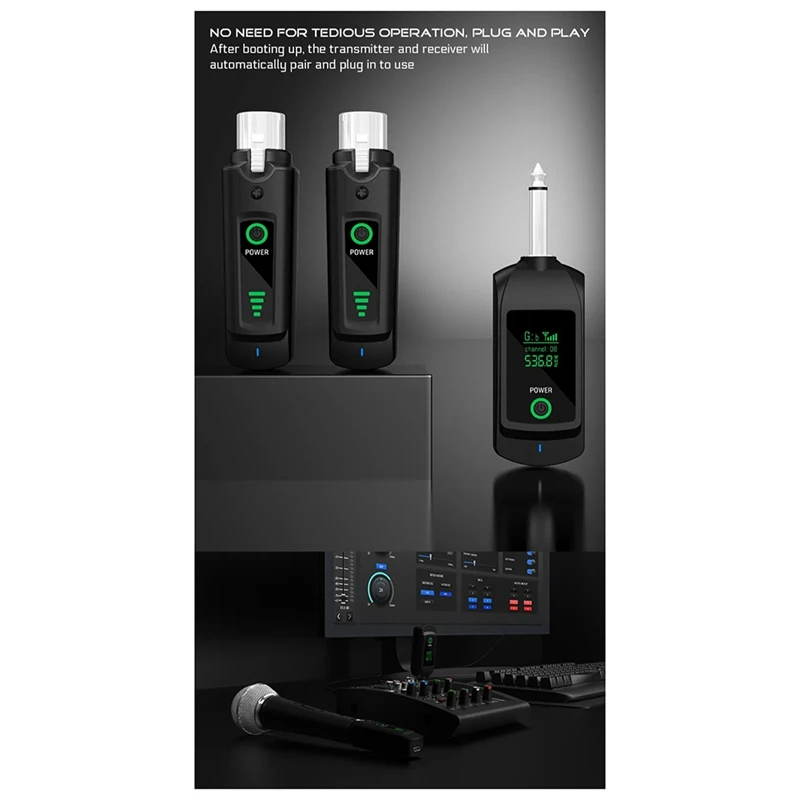 

2.4G Wired to Wireless Microphone Transceiver, Dynamic Microphone Capsule, Audio Mixer,PA System 6.35mm UHF XLR Adapter-ELEC