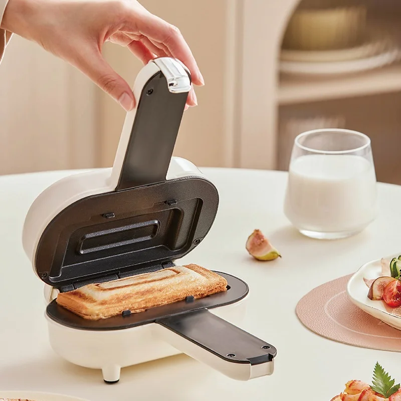 220V Mini Panini Breakfast Machine Non-stick Sandwich Machine Double-sided Heating Bread Machine Multi Toaster Auto Edge Sealing