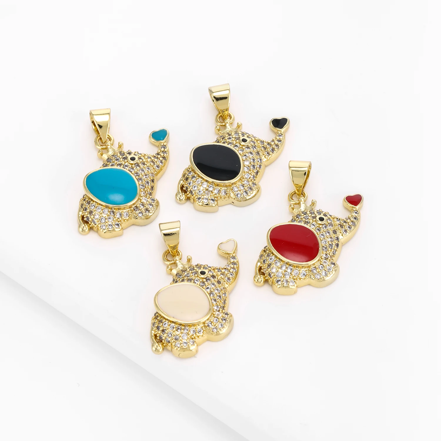 Vivid Lifelike 4 Colors Cute Little Elephant Pendant Copper Zircon Jewelry Nacklace Accessories Dinner Party Women Gifts Daily