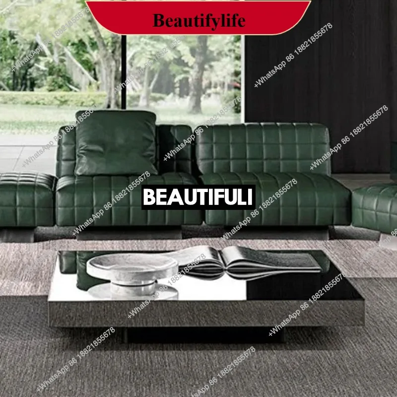 

Q178 Italian Minimalist Stainless Steel Mirror Coffee Table Living Room Postmodern Household Light Luxury Coffee Table
