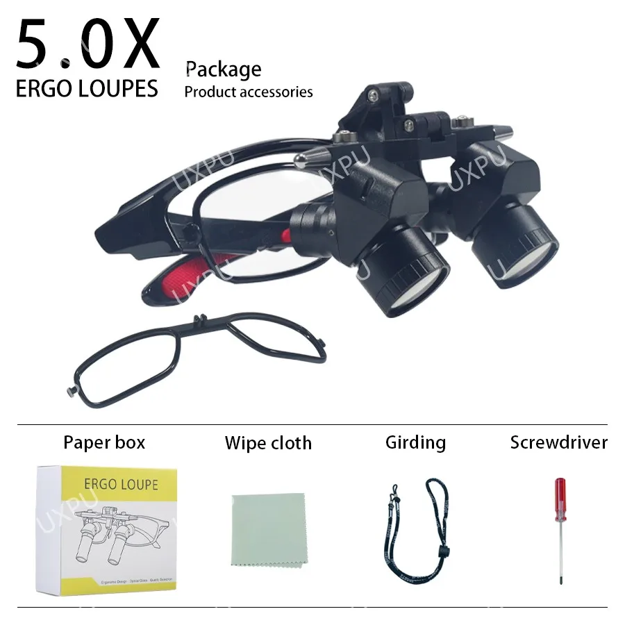 5X Ergo Design & Variable Zoom — Specialized Dental Loupes for Clear Visualization of Oral Lesions, Working distance 350-550MM