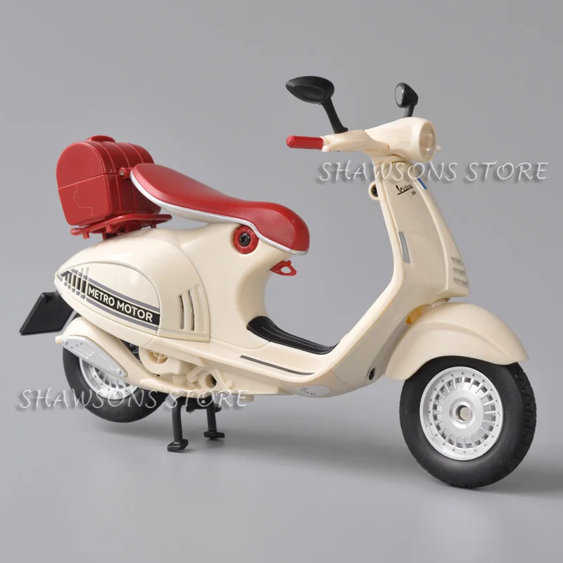 Modelo de motocicleta fundido a presión 1:12, Scooter de juguete, réplica en miniatura Vespa con sonido y luz