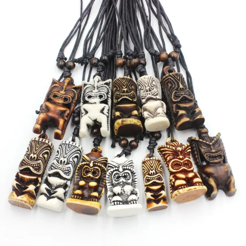 Lot de 12 pièces d'imitation d'os sculpté NZ, breloques pour hommes et femmes, Totem TIKI Maori, collier amulette, cadeau