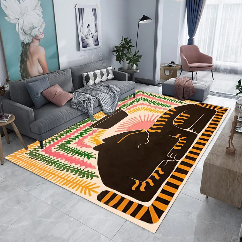 Ancient Egypt Abstract Carpet Decor Rug for Living Room Colorful Tiger Leopard Figure Bath Non-Slip Footpad Home Decoration Rugs