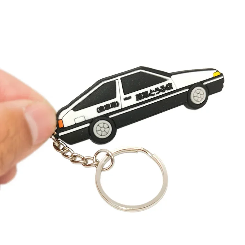 OTOKIT Car Styling AE86 Rubber Car Model Keyring Fujiwara Tofu Shop Initial D RACING Performance Car Keychain Accessories