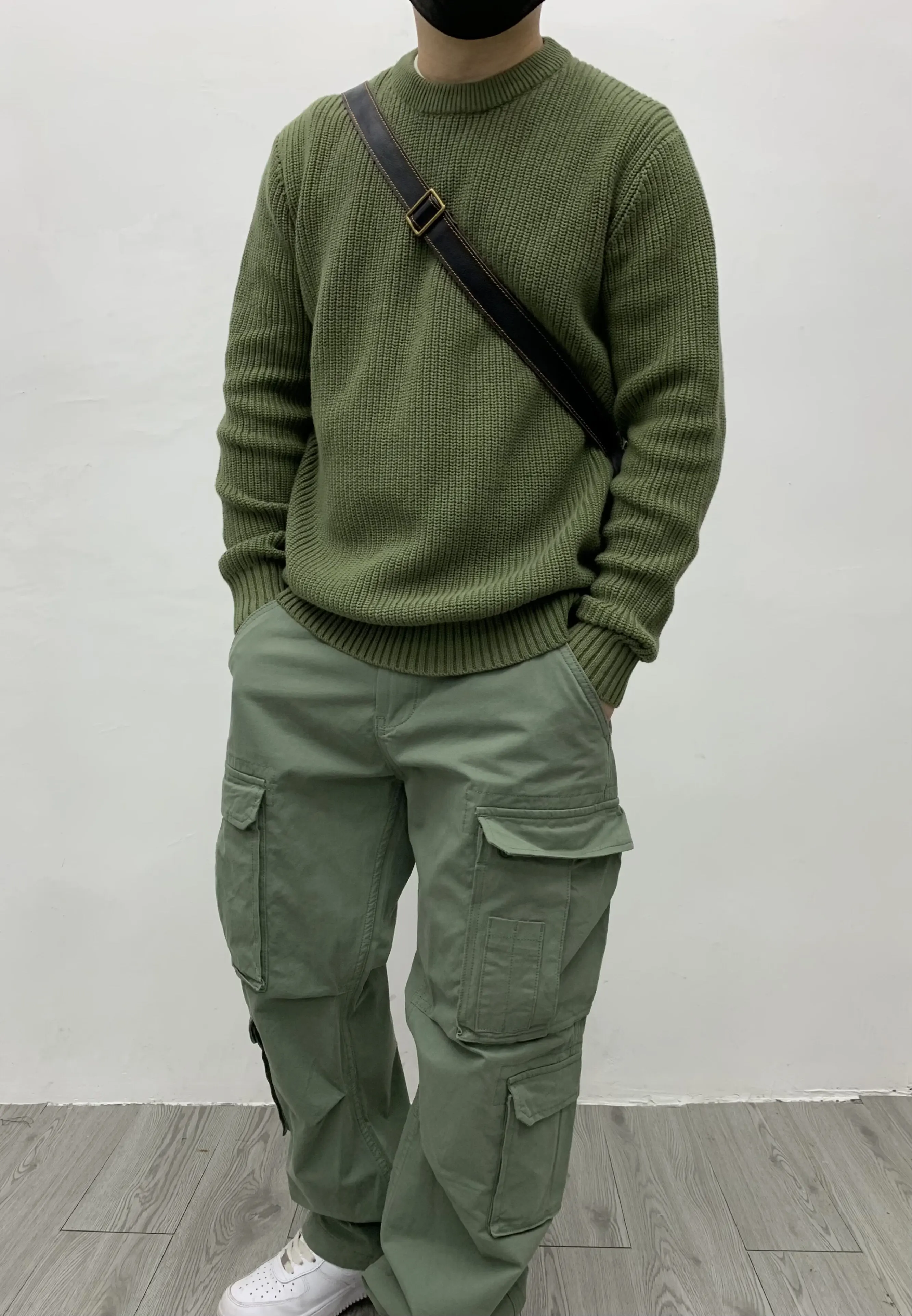 Heavyweight Chunky-Knit Men's Sweater Amekaji Crewneck Pullover 100% Cotton Thickened Knitwear Japanese Retro Loose-Fit Jumper