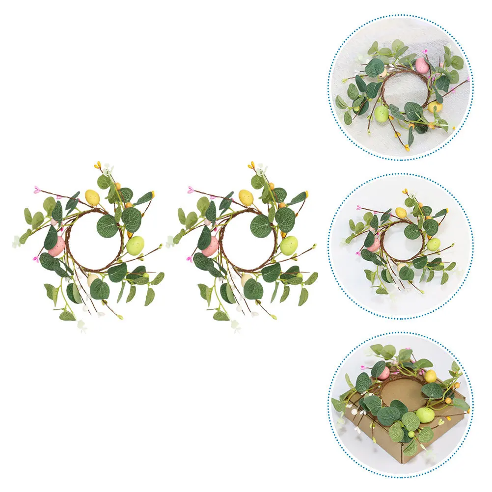 

2Pcs Easter Door Window Wreath Pendant Eucalyptus Leaf Eggs Garland Festival Decor Easter Wreath Decor