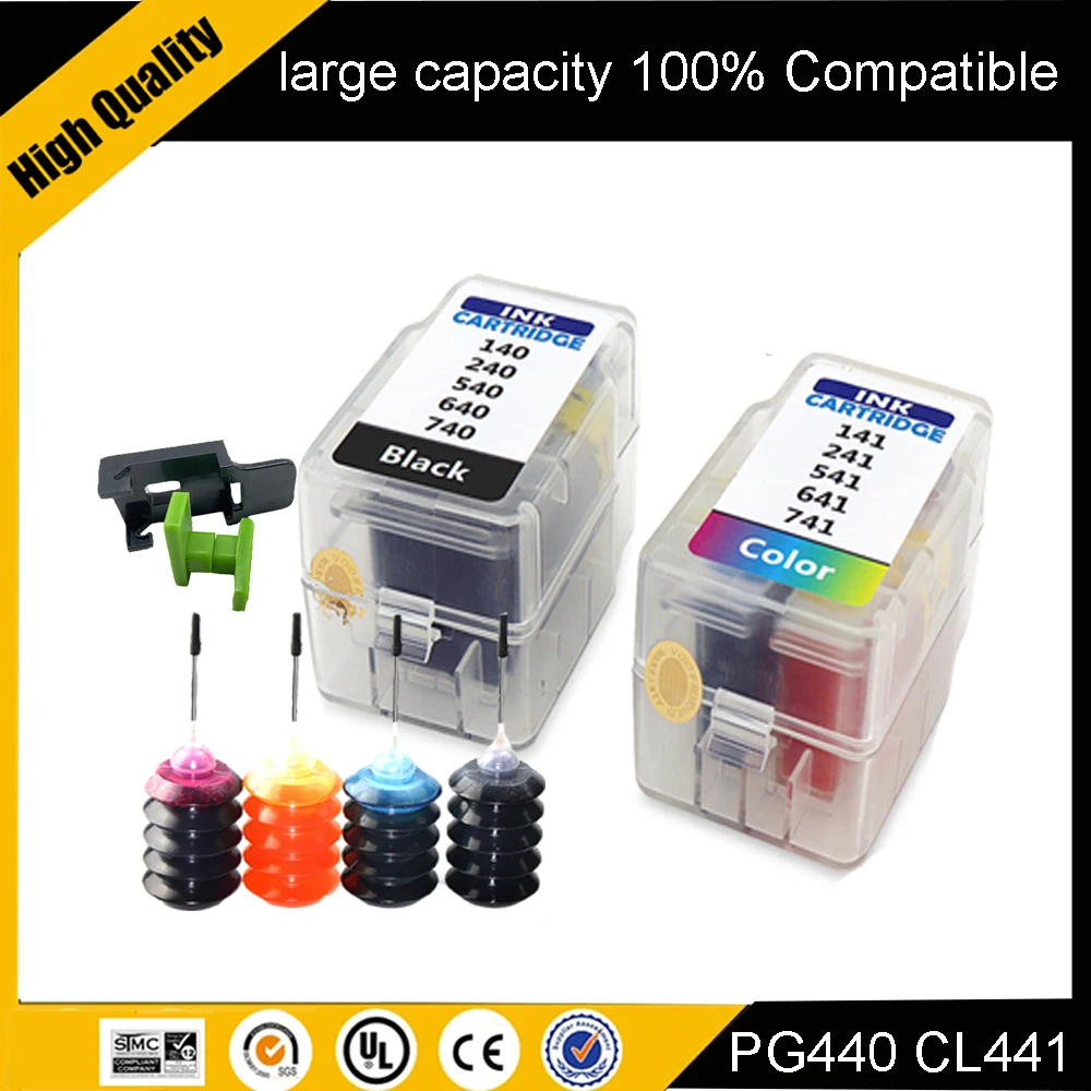 

NO CHIP PG440XL CL 441 Smart Cartridge Refill for Canon PG440 CL441 440XL 441XL for Printer 4280 MX438 518 378 MX438 printer