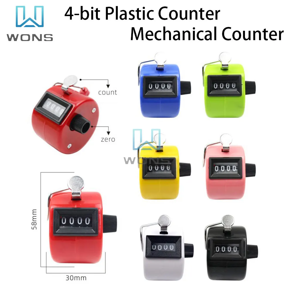 4 Digit Number Counters Hand Finger Mechanical Manual Counting Tally Clicker Timer Outdoor Sport Golf Soccer Counter Key Ring