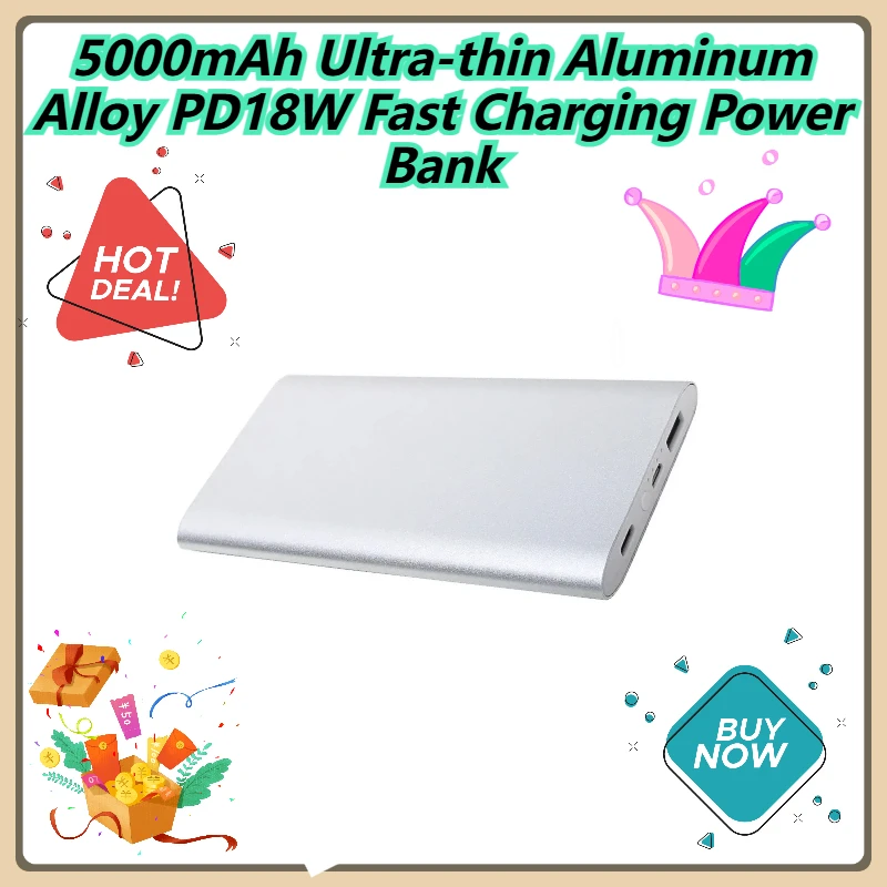 

5000mAh Ultra-thin Aluminum Alloy PD18W Fast Charging Power Bank