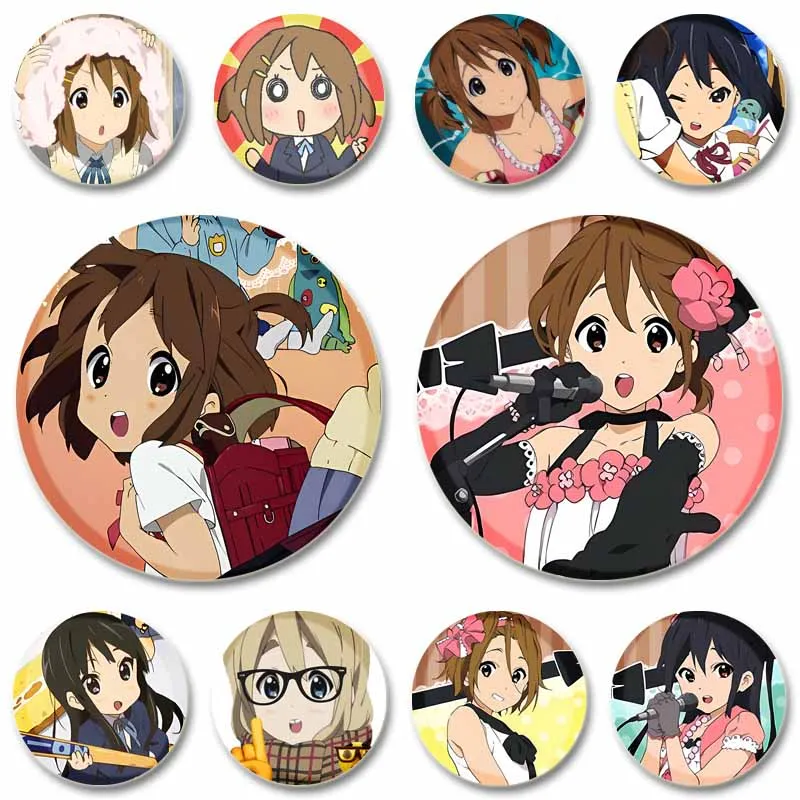 Kawaii Cartoon Yui Mio Azusa Tsumugi Ritsu Icons Badges Anime K-ON Brooch DIY Jewelry Button Pins Backpack Hat Accessories Gift