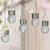 Solar LED Garden Lamp Lantern Glass Crack Ball Chandelier Lawn Christmas Party Light Outdoor Tree Decoration