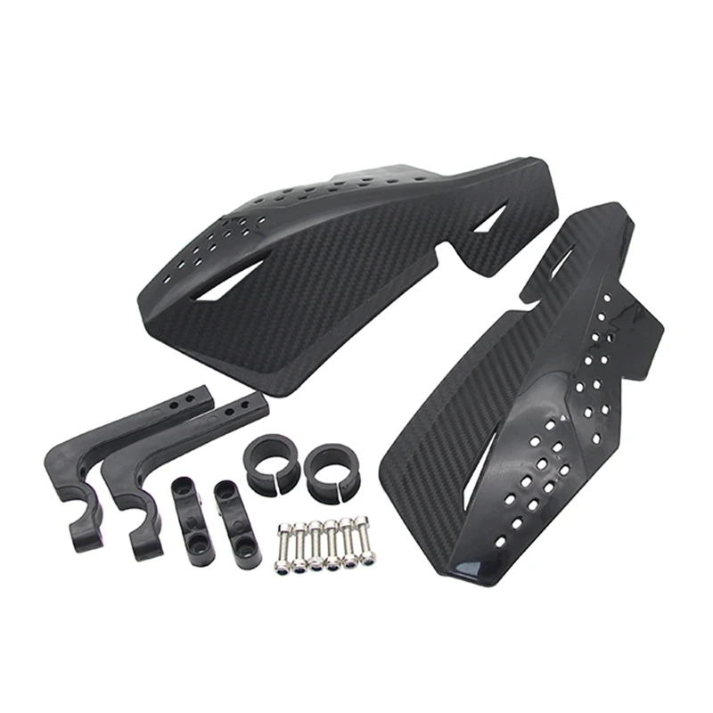 NEW-1Pair Motorcycle Hand-Guards 7/8 Inch Handlebar Handguard Handle Protector Bike Brush Wind Guard (Carbon Fiber Style)