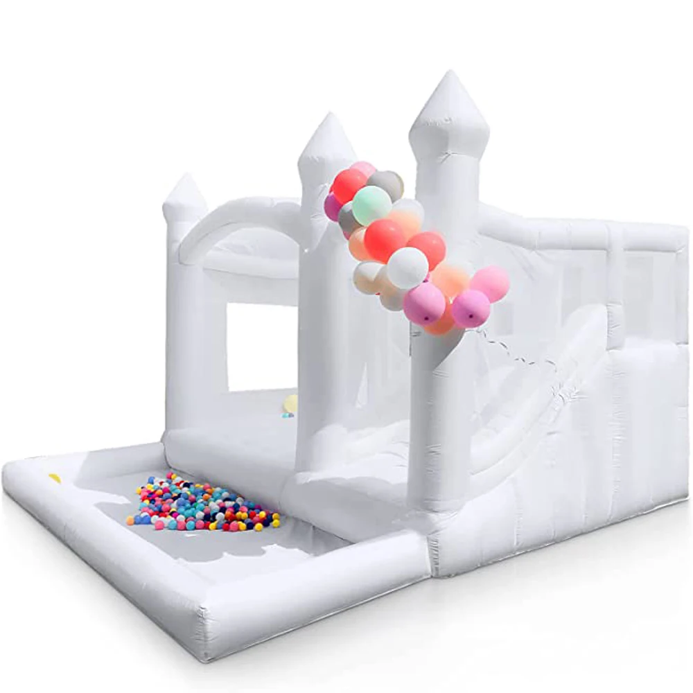 wholesale Durable Large White Inflatable Bounce House Combo With Slide Wedding Jumping House With Air Blower Commercial Bouncy