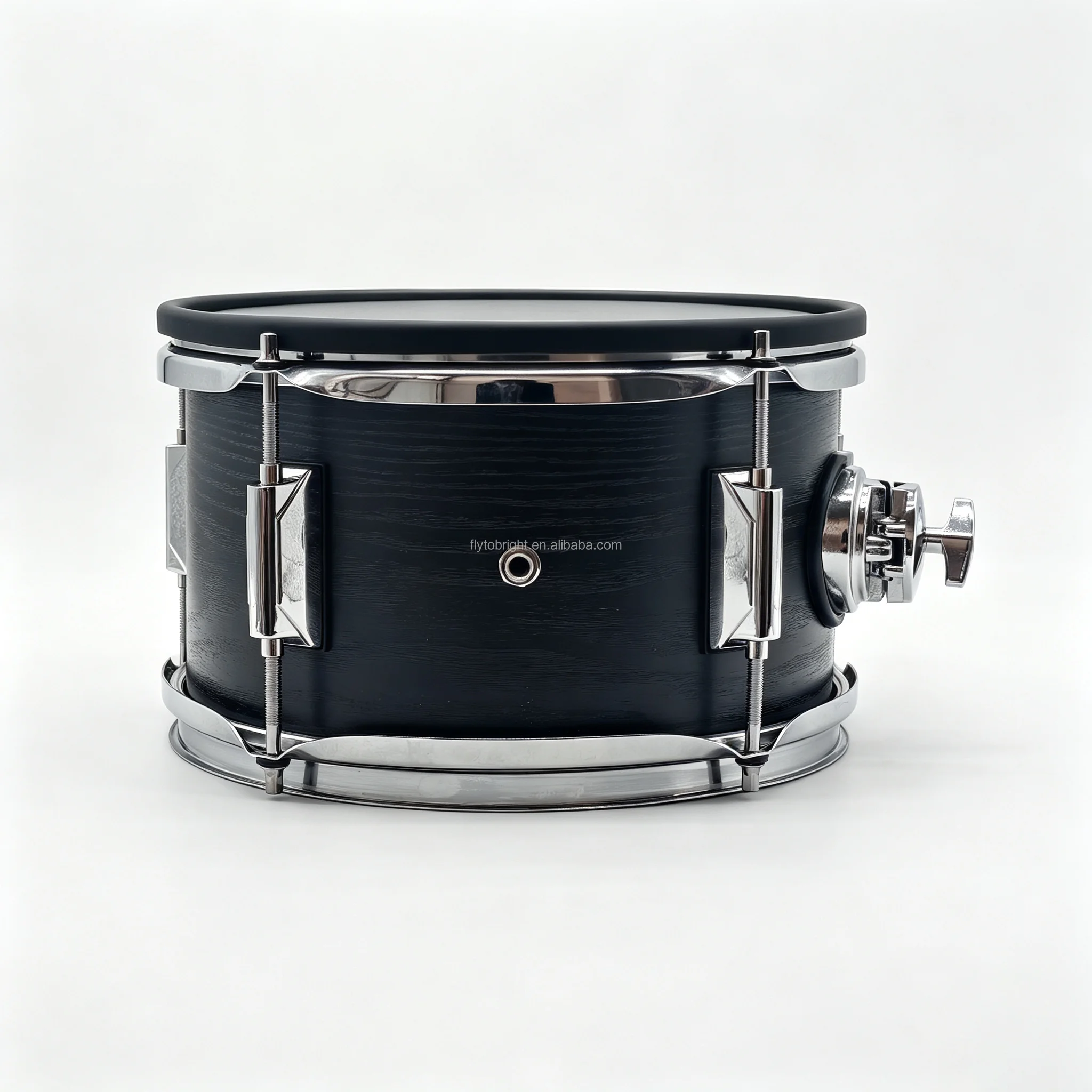 10 12 Inch Black Wood Mesh Electronic Tom Drum Set with 6 Trigger Plates Portable Percussion Kit for Home Music Practice