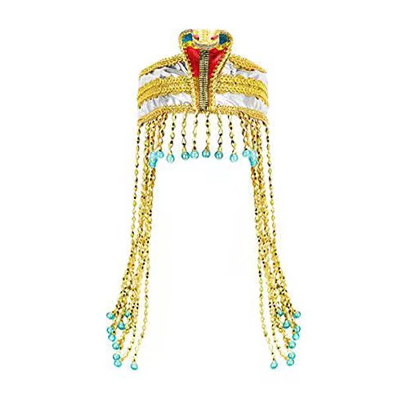 زي PESENAR للهالوين كليوباترا للنساء يتضمن فستانًا مضفرًا لغطاء رأس الملكة المصرية