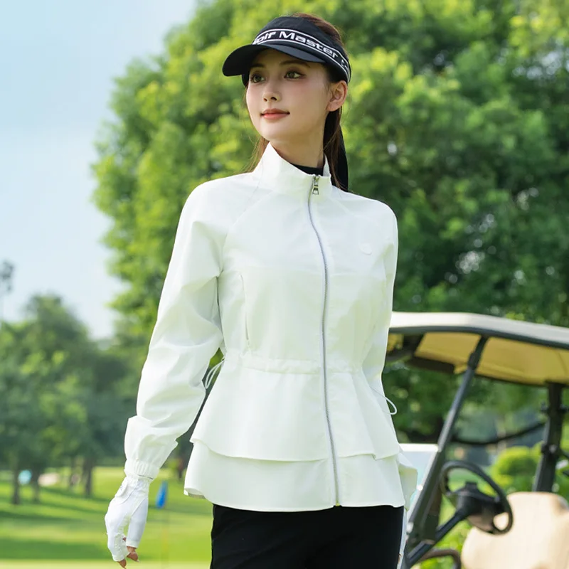 Afbeelding 3: PGM Damesgolfkleding Ruches Zoom Opstaande kraag met ritssluiting 2025, Herfst/Winter Dameskleding Damesjas YF844