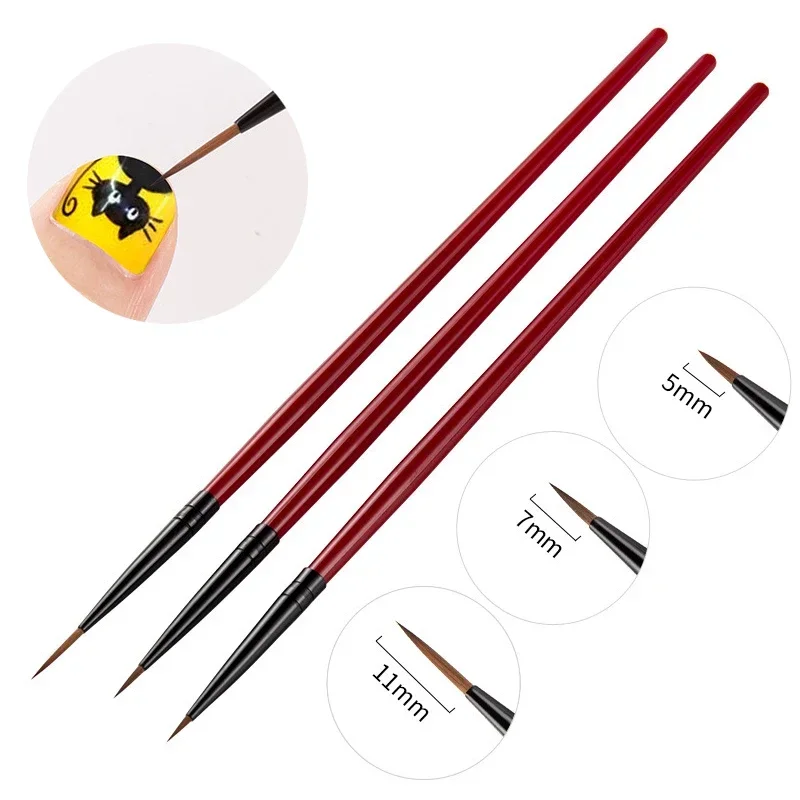

3Pcs/set Nail Art Liner Painting Brush Thin Stripe Line Drawing Pen UV Gel Tips French Design DIY Acrylic Brush Manicure Tool