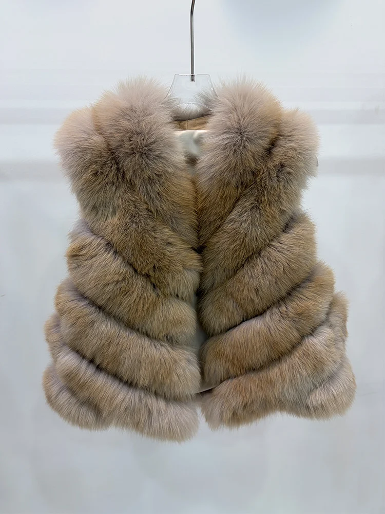 2026 Winter Warm Women Natural Fox Fur Vest Thick Waistcoat Short Coat Real Fur Jacket Luxury Female Streetwear