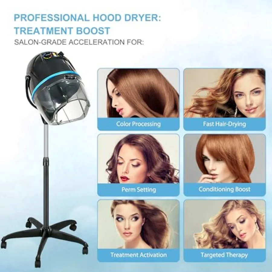 Pengering Rambut Profesional Microdermabrasion dengan Bonnet yang Dapat Disesuaikan dan Fungsi Timer Desain Roda Berputar untuk B