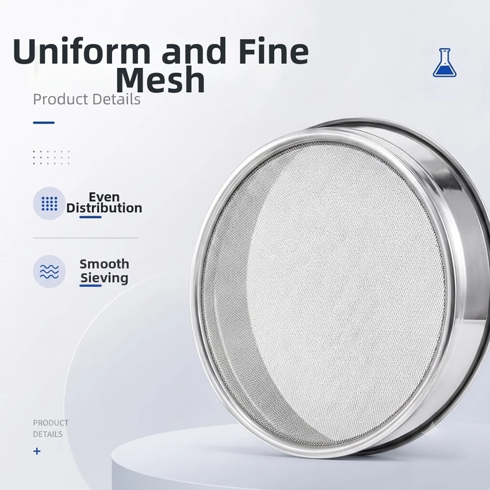 1pcs Stainless Steel Standard Test Sieve Lab 12-200 Mesh Dia 20cm Sampling Flour Sieve with Double-layer Punching Frame