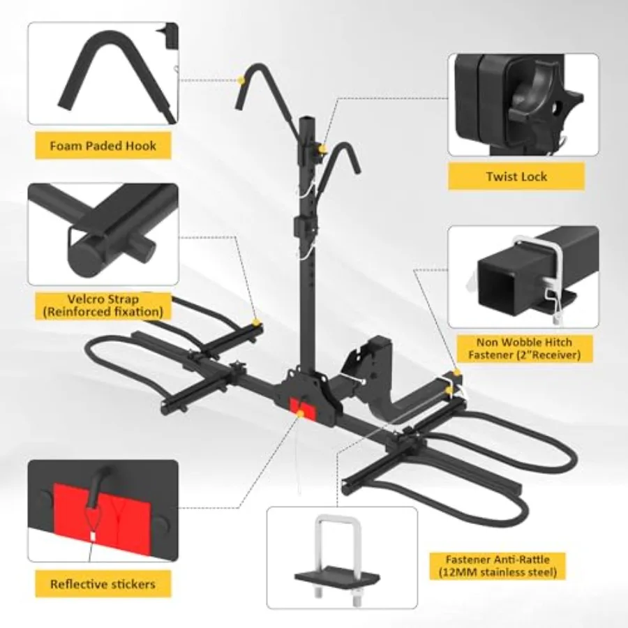 رف دراجة هوائية خالي من التذبذب، رفوف سيارة قابلة للطي ذكية قابلة للطي للدراجات الإلكترونية ذات الإطارات القياسية والدهون مثالية لدراجة وصلة السحب