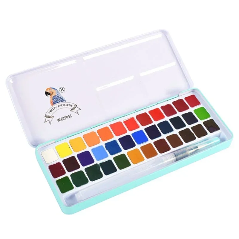MeiLiang Watercolor Paint Set Metal Box with Ring+Water Color Perfect Brush for Students Kids Acuarelas Oil Paint Art Supplies