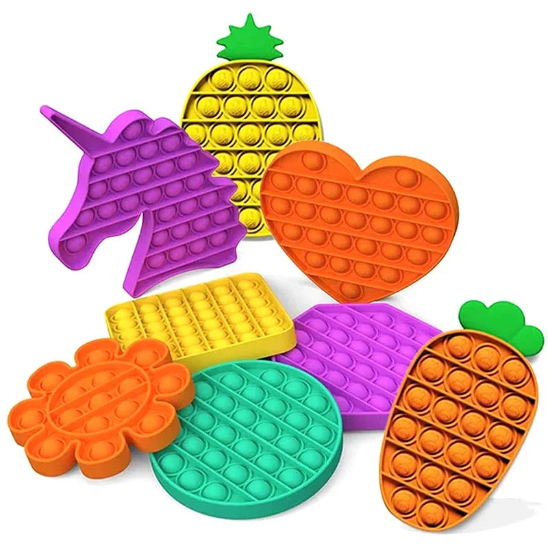 Jouet Pop Fidget Reliver Stress, arc-en-ciel, bulle de poussée, jouets anti-Stress pour adultes et enfants, jouet à fossettes simples pour soulager l'autisme