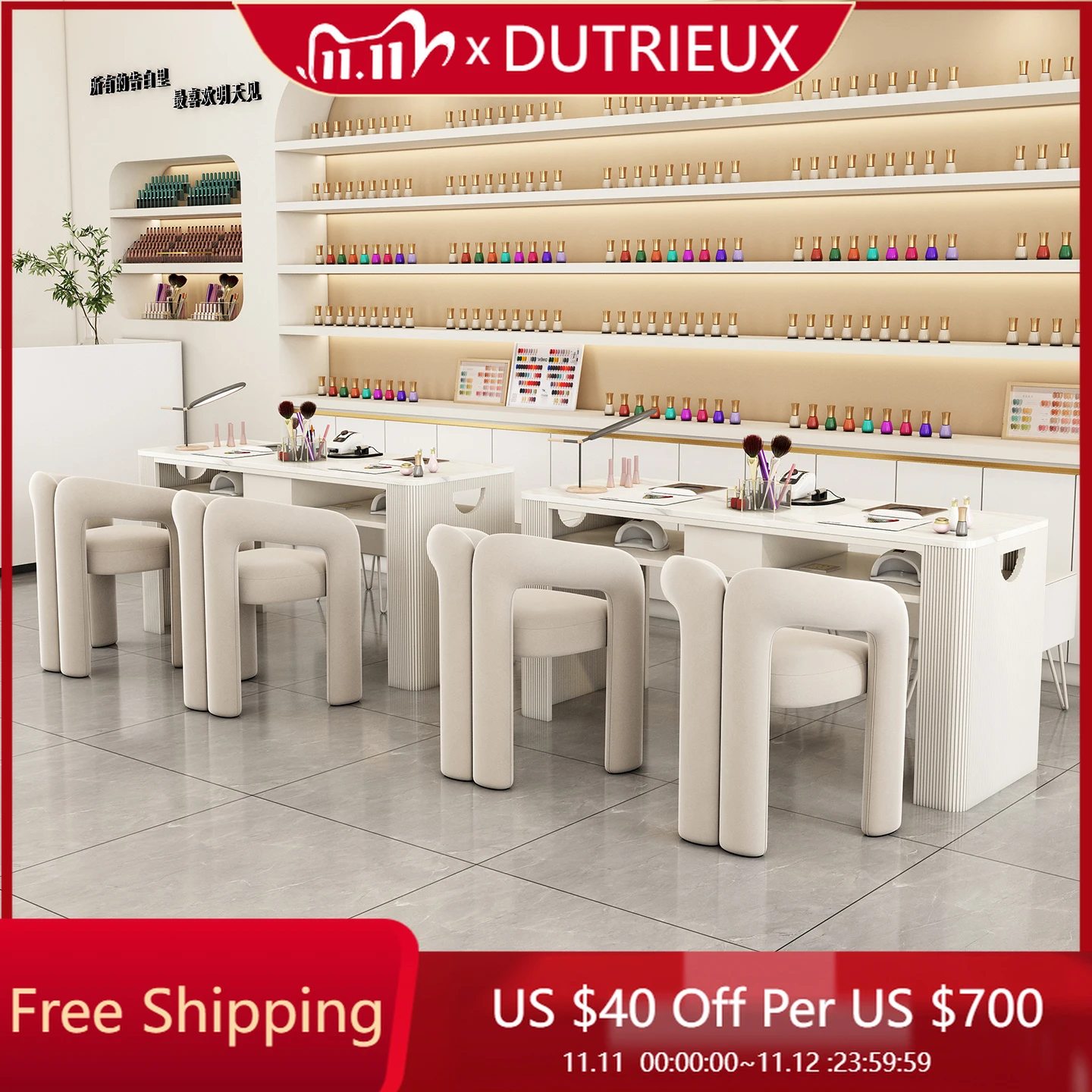 

Reception Makeup Nail Desk Square Designer Cleaning Aesthetic Nail Desk Minimalist Simple Mobile Wood Nageltisch Salon Furniture